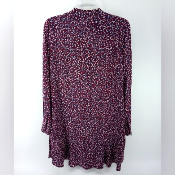 Tory Burch 100% Silk Confetti Print Dress Fall 2015 Collection Burgundy Blue 2 - Picture 5 of 10